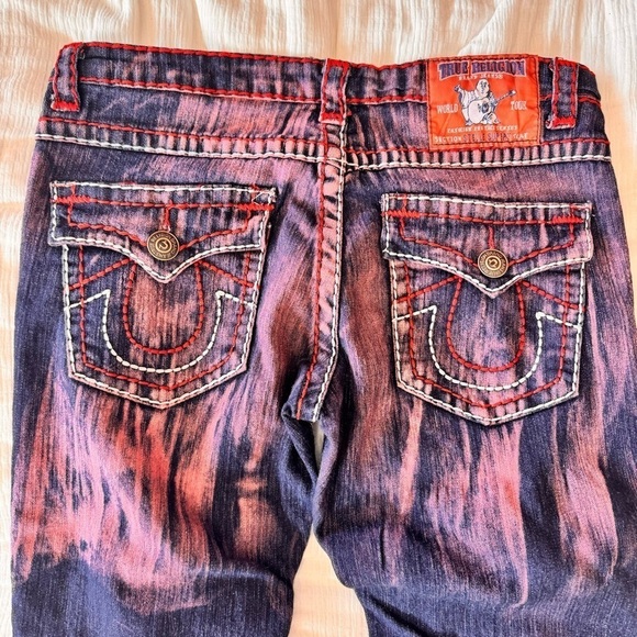 True Religion super T jeans distressed OOAK mid low rise red Rare NEW deadstock - Picture 12 of 16
